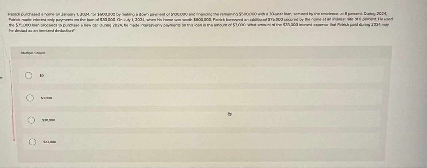 he deduct as an itemized deduction? Multiple