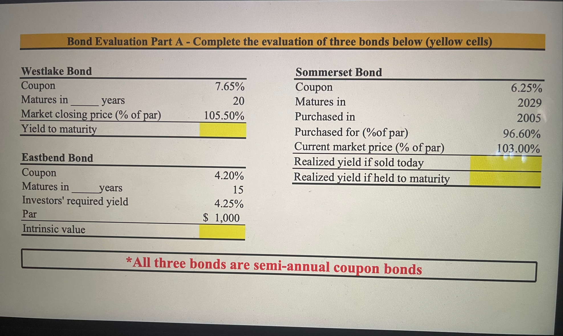 Answer Only Bond Evalution Part B ( 2 page ) and