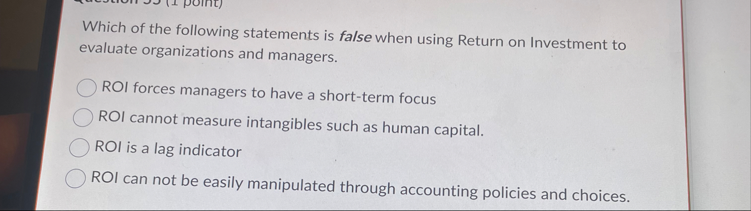 Which of the following statements is false when