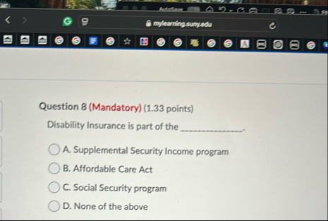 Question 8 ( Mandatory ) ( 1 . 3 3 points )