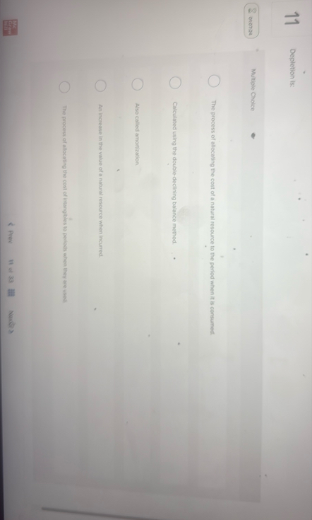 1 1 Depletion is: eta 7 2 4 Multiple Choice The