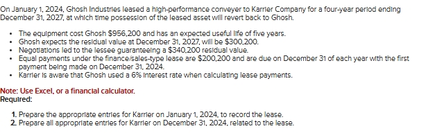 On January 1 , 2 0 2 4 , Ghosh Industries leased