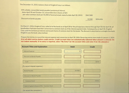 The December 3 1 , 2 0 2 5 , balance sheet of