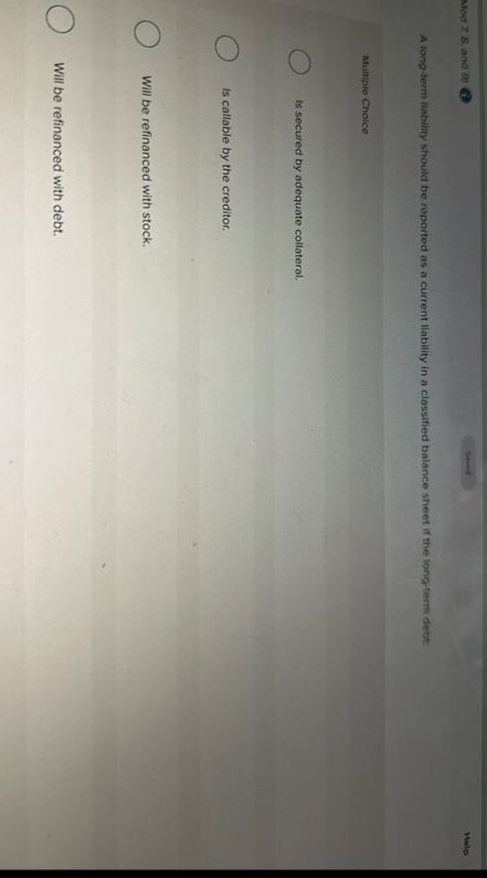 Mod 7 . 8 , and 9 ) 3 Help A long - term