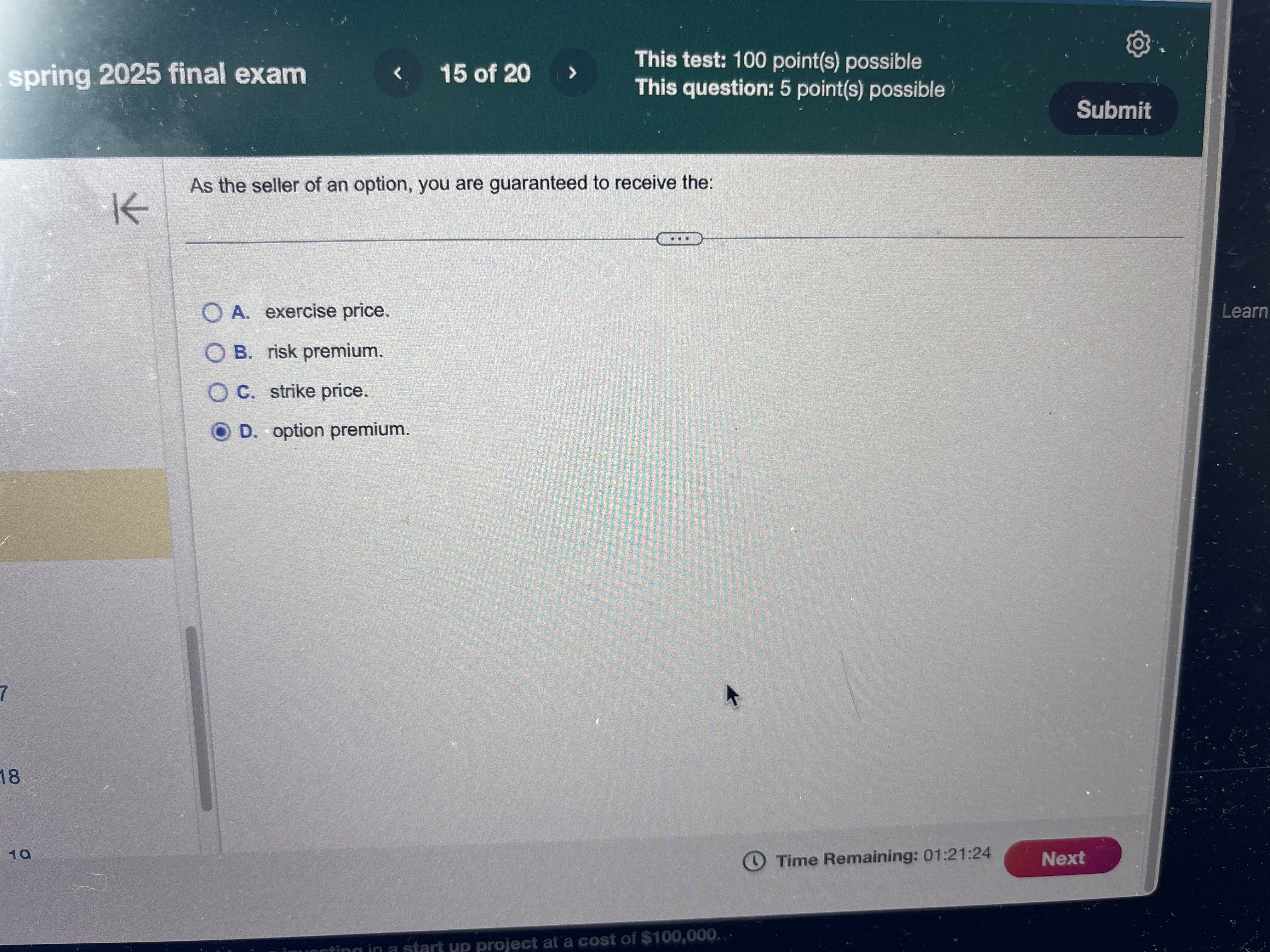 spring 2 0 2 5 final exam 1 5 of 2 0 This test: 1