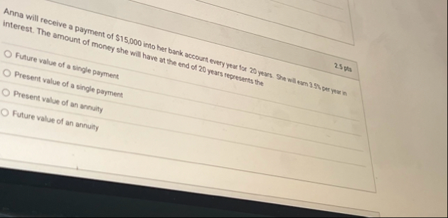 Anna will receive a payment of $ 1 5 , 0 0 0 into