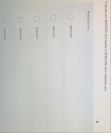 If assets are $ 4 0 1 , 0 0 0 and equity is $ 1 3