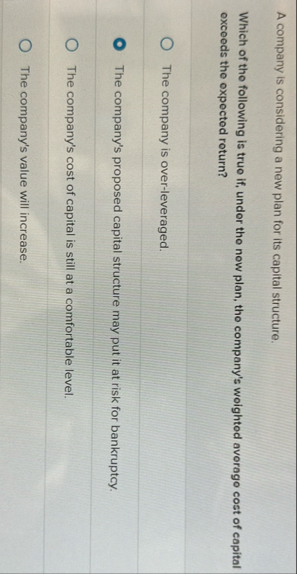 A company is considering a new plan for its