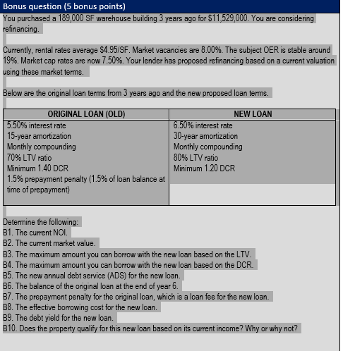 You purchased a 1 8 9 , 0 0 0 SF warehouse