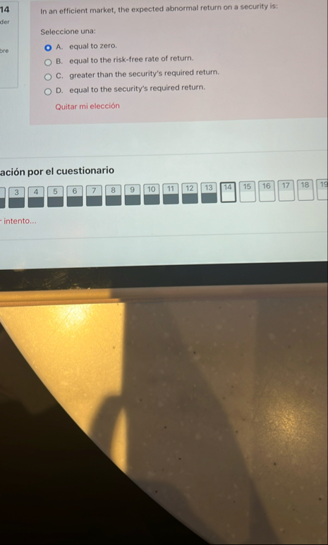 1 4 In an efficient market, the expected abnormal