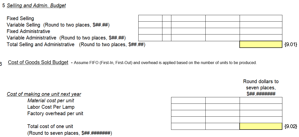 PLease Solve for 9 . 0 1 and 9 . 0 2 Cost of