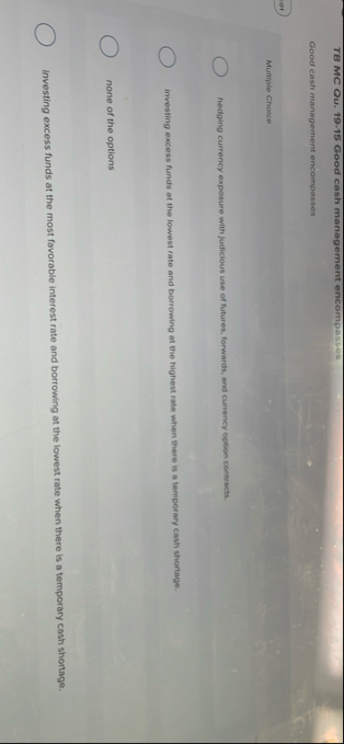 TB MC Ou . 1 9 - 1 5 Good Cash management