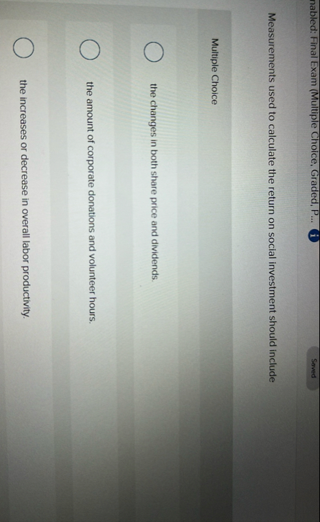 nabled: Final Exam ( Multiple Choice, Graded, P .