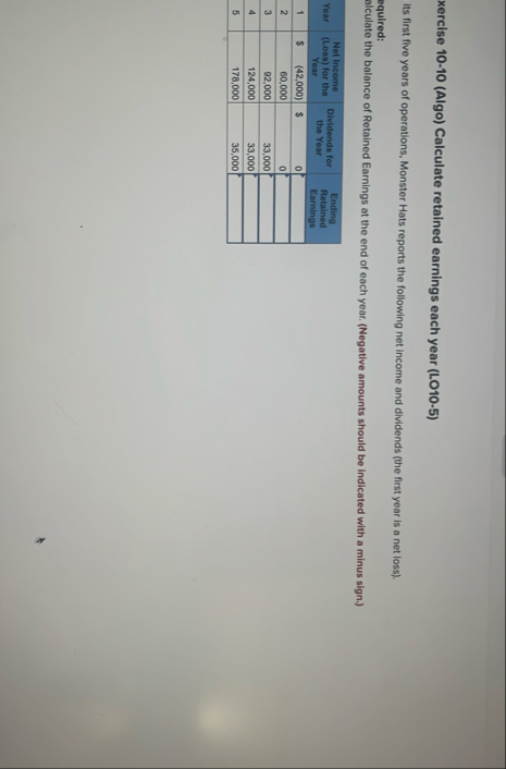 xercise 1 0 - 1 0 ( Algo ) Calculate retained