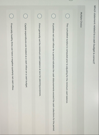 Which statement related to a cash budget is