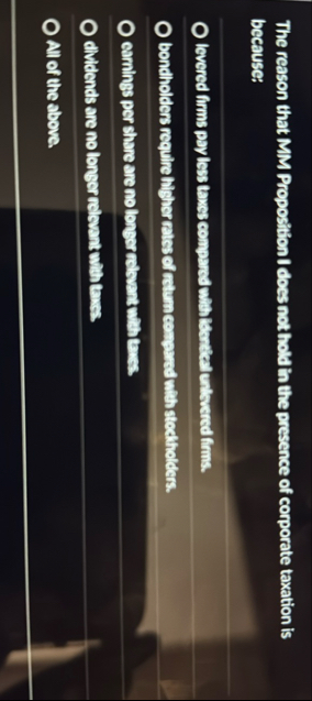 The reason that MM Proposition I does not hold in