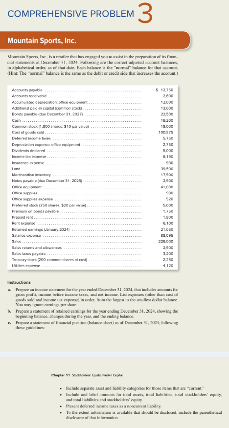 Instructions a . Prepare an income statement for