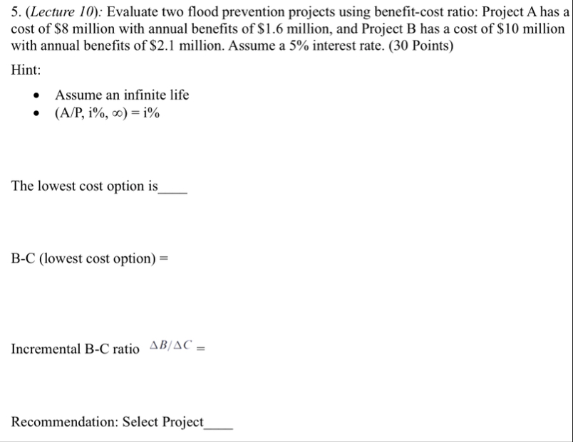 ( Lecture 1 0 ) : Evaluate two flood prevention