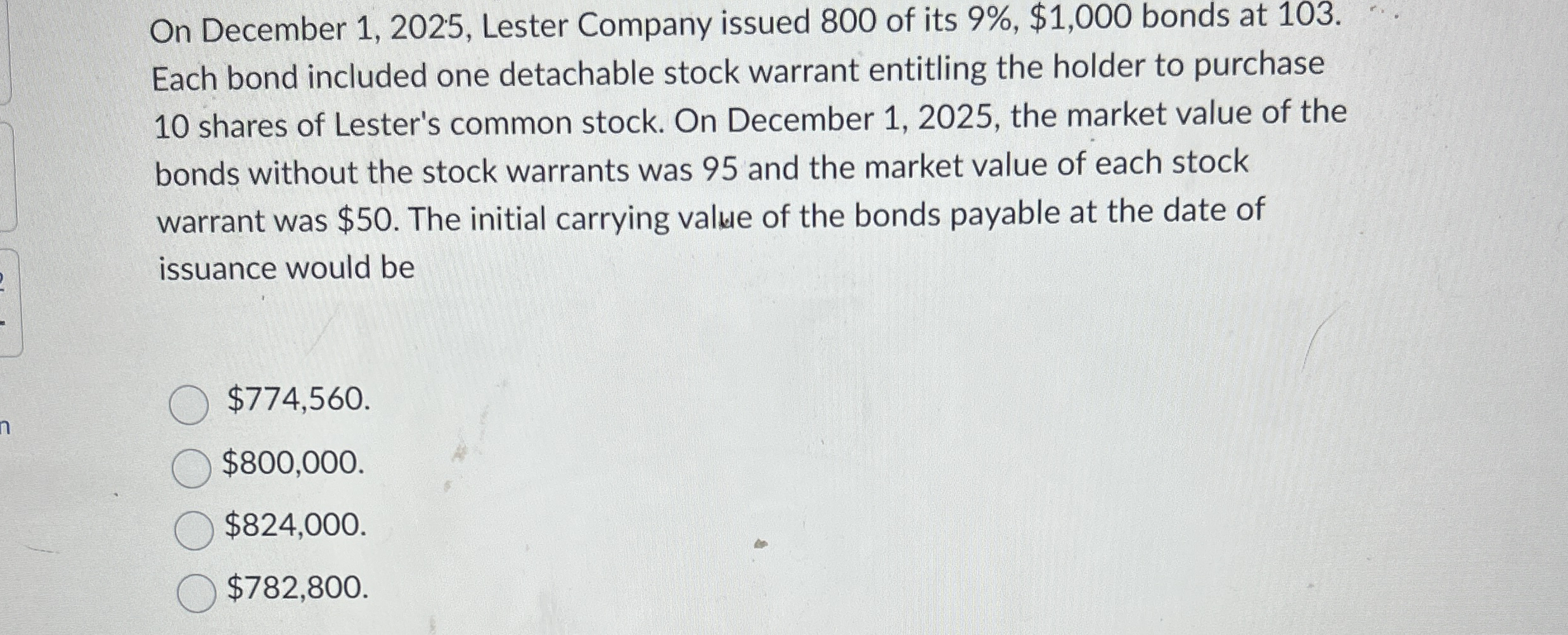 On December 1 , 2 0 2 5 , Lester Company issued 8