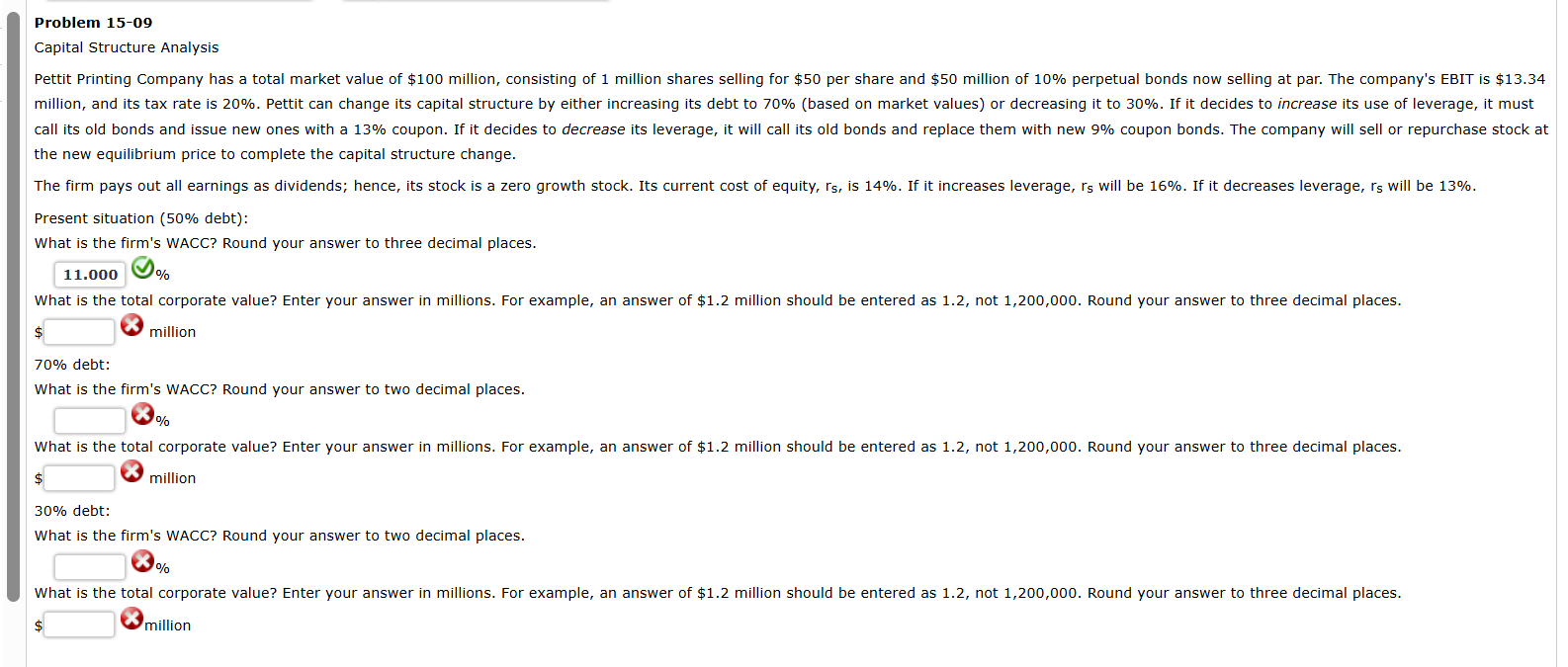 Problem 1 5 - 0 9 Capital Structure Analysis the