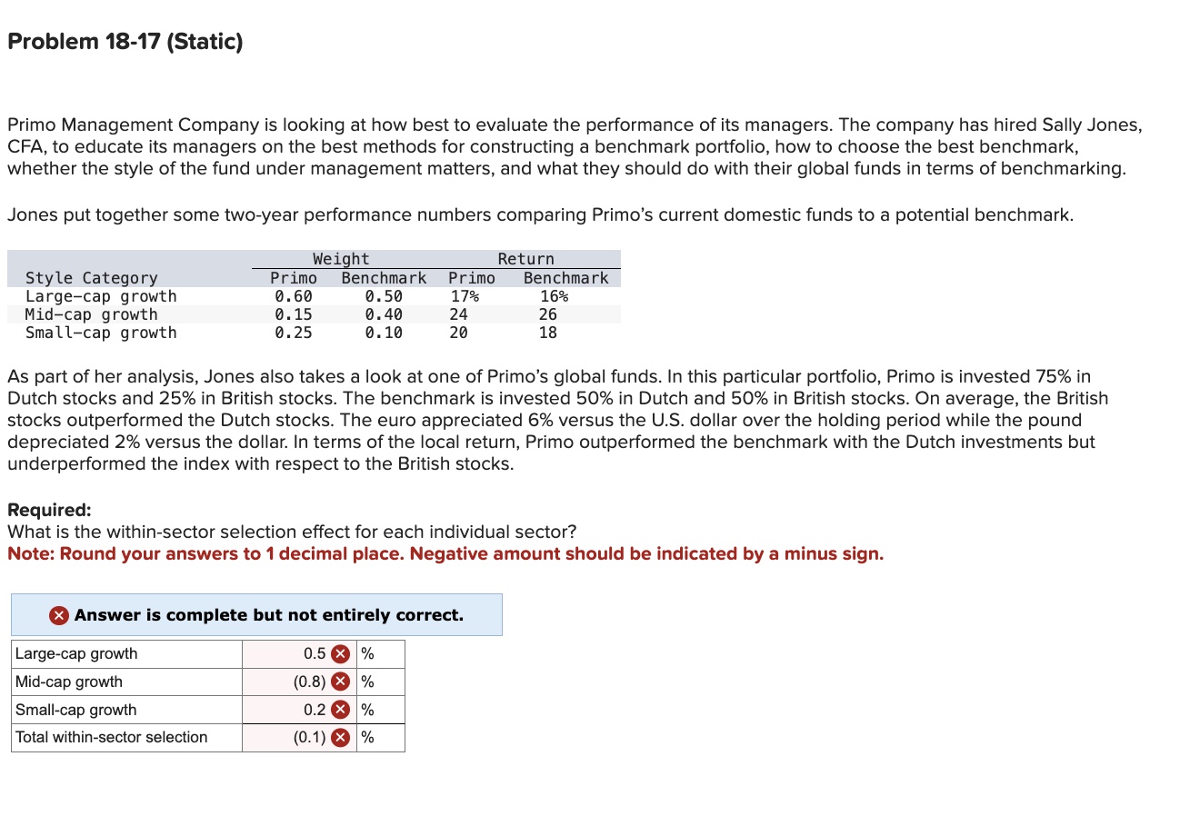 Problem 1 8 - 1 7 ( Static ) Primo Management