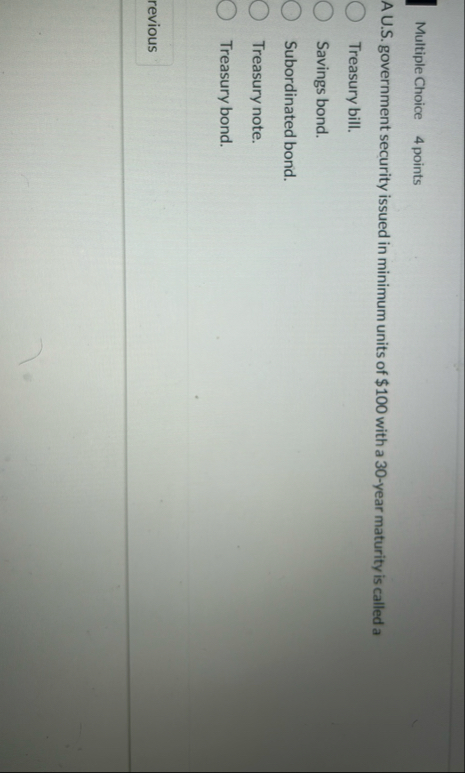 Multiple Choice 4 points A U . S . government