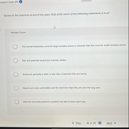 nabled: Exam # 5 ( i Based on the historical