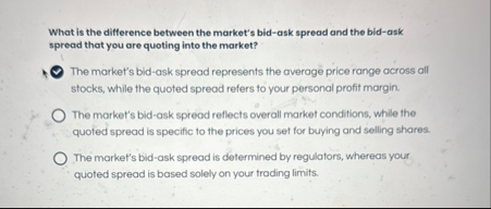 What is the difference between the market's bid -