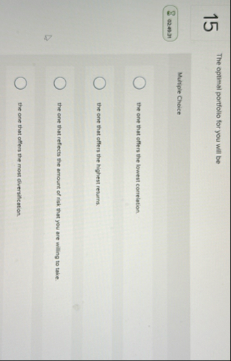 1 5 The optimal portfolio for you will be
