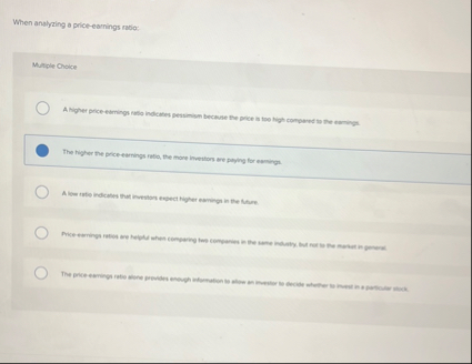 When analyzing a price - earnings mobio: Multiple