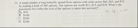 A trader creates a long butterfly spread from
