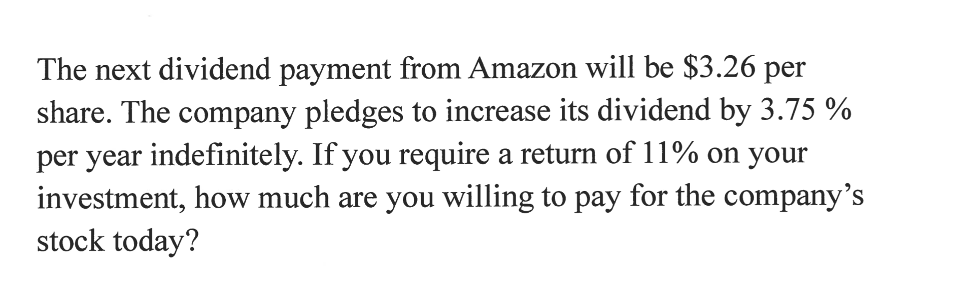 The next dividend payment from Amazon will be \ (