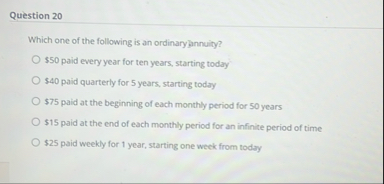 Question 2 0 Which one of the following is an