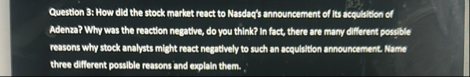 QHow did the stock market react to Nasdaq'ss
