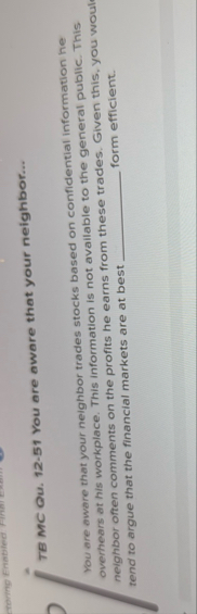 TE MC OU . 1 2 - 5 1 You are aware that your
