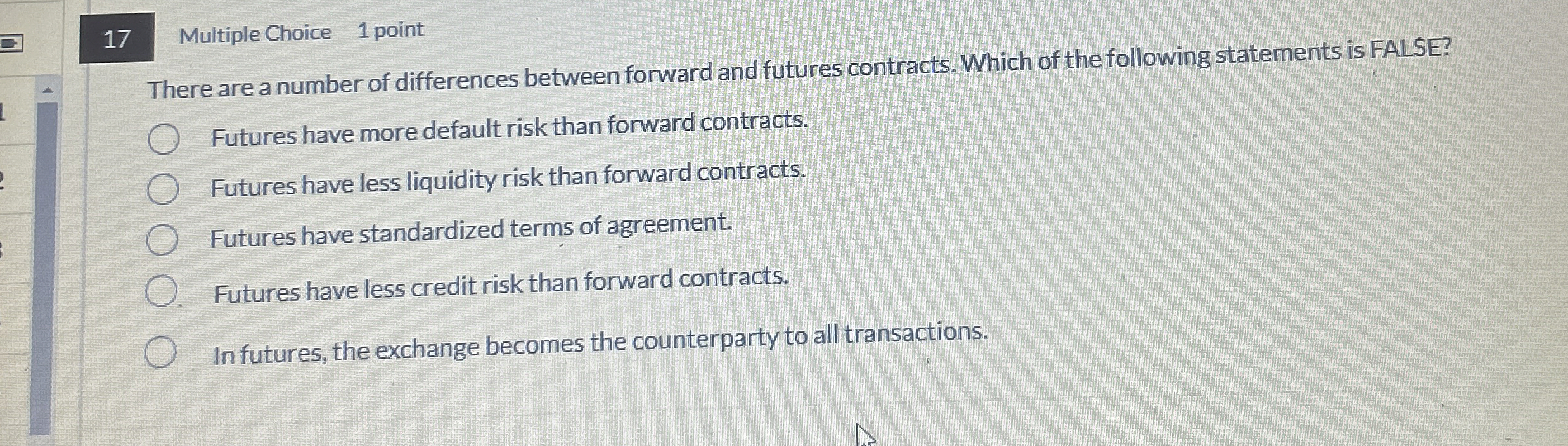 1 7 Multiple Choice 1 point There are a number of