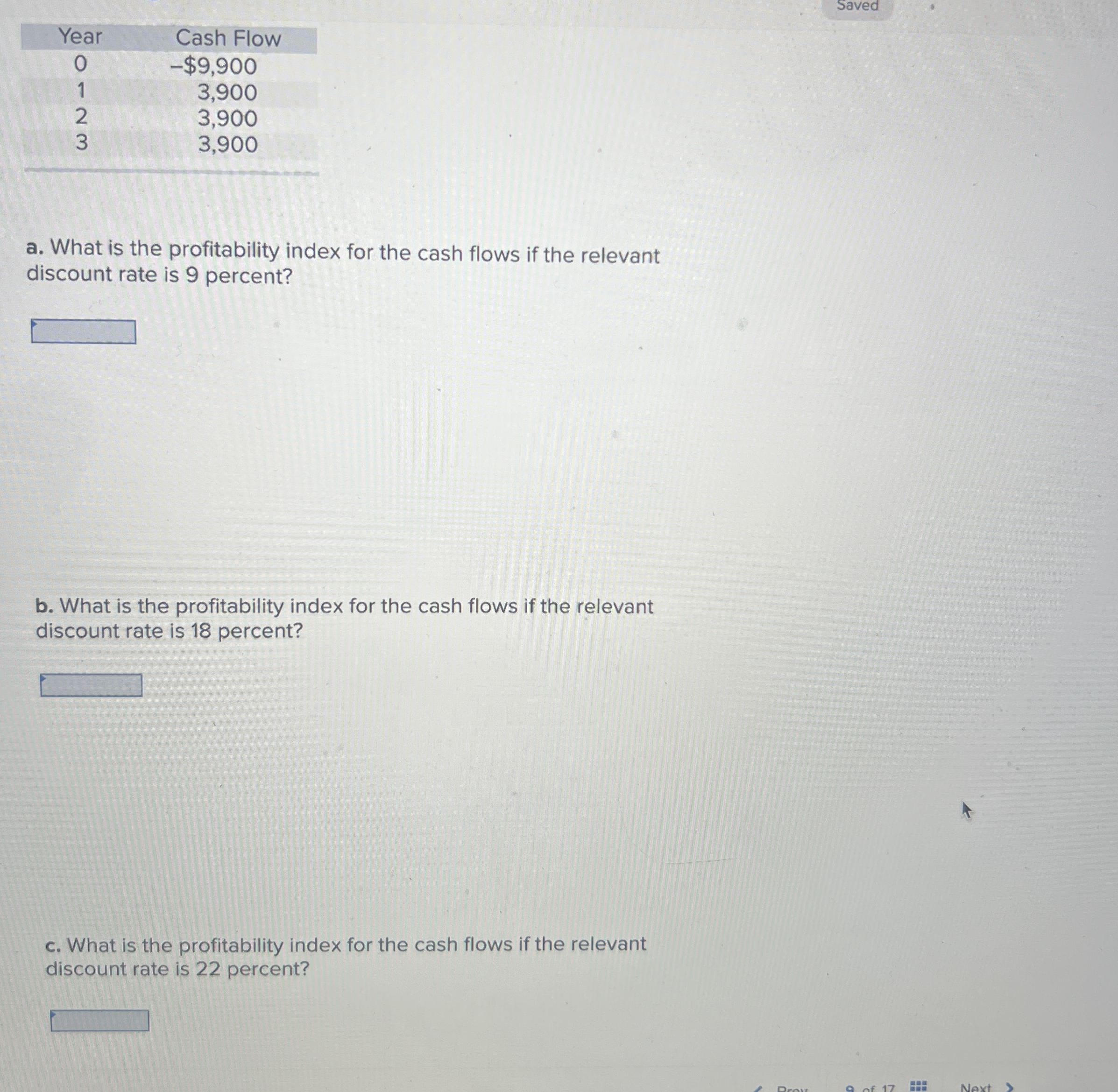 Saved \ table [ [ Year , Cash Flow ] , [ 0 , - $