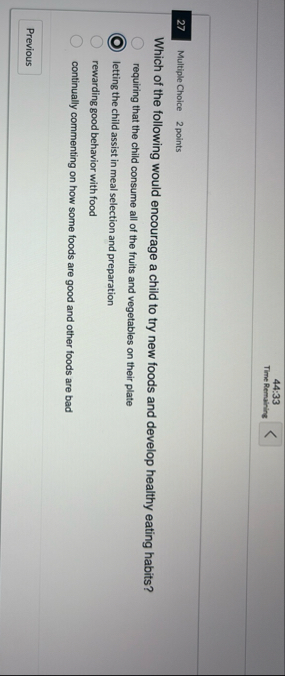 4 4 : 3 3 Time Remaining 2 7 Multiple Choice 2