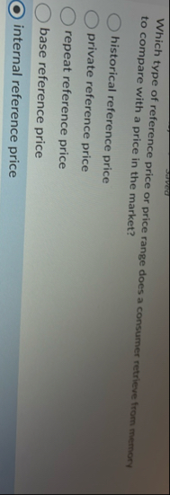 Which type of reference price or price range does