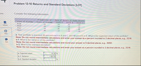 Problem 1 3 - 1 0 Returns and Standard Deviotions