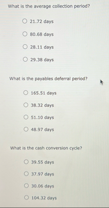 What is the average collection period? 2 1 . 7 2