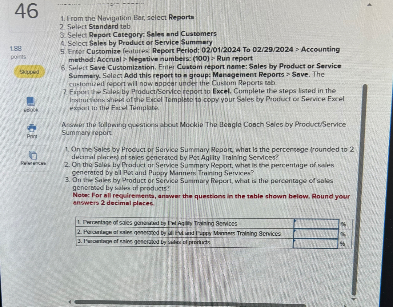 4 6 1 . 8 8 points Skipped eBook References From