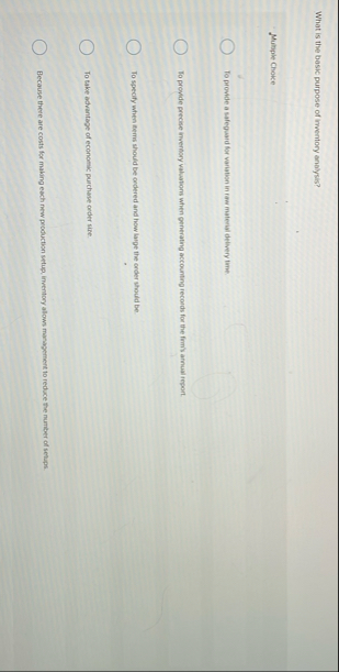 What is the basic purpose of imventory analysis?