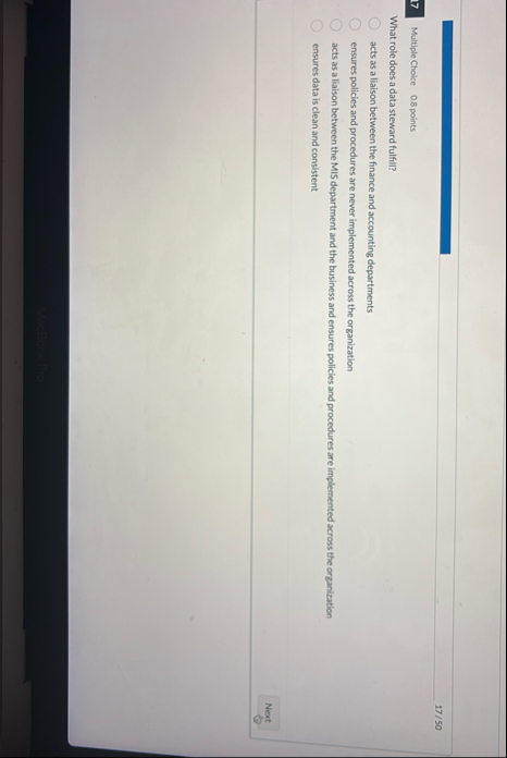 1 7 / 5 0 1 7 Multiple Cholce 0 . 8 points What