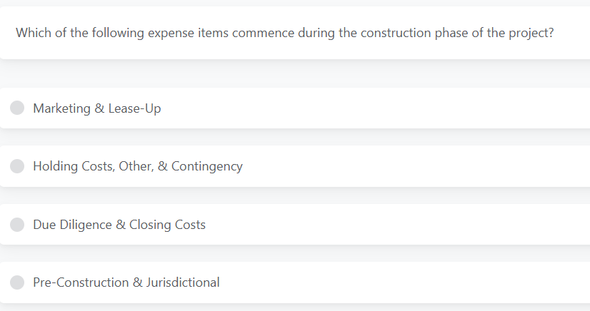 Which of the following expense items commence