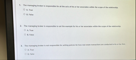 The managing broker is responsble for att the