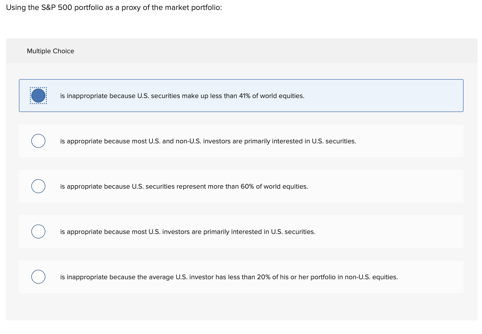 Using the S \ &P 5 0 0 portfolio as a proxy of
