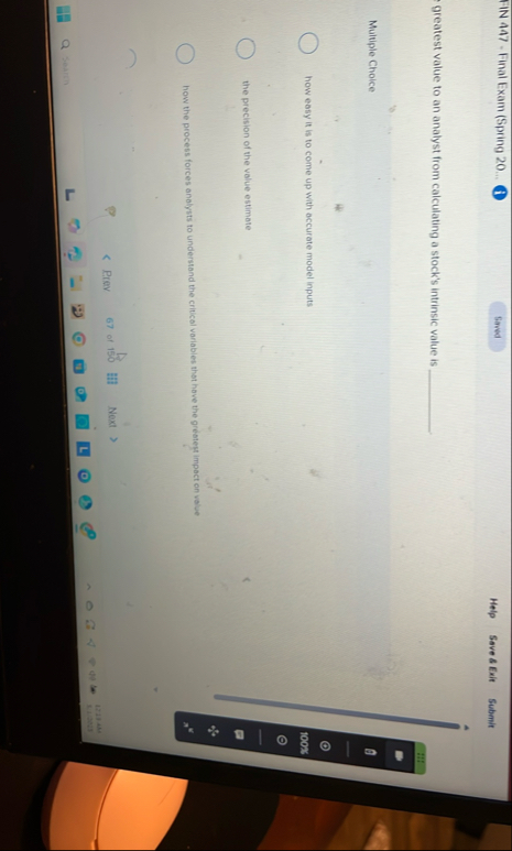 FIN 4 4 7 - Final Exam ( Spring 2 0 . . . ( Help