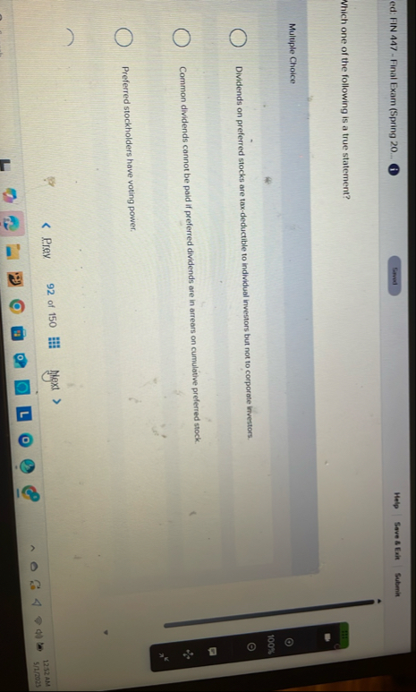 ed: FIN 4 4 7 - Final Exam ( Spring 2 0 . . . ( i