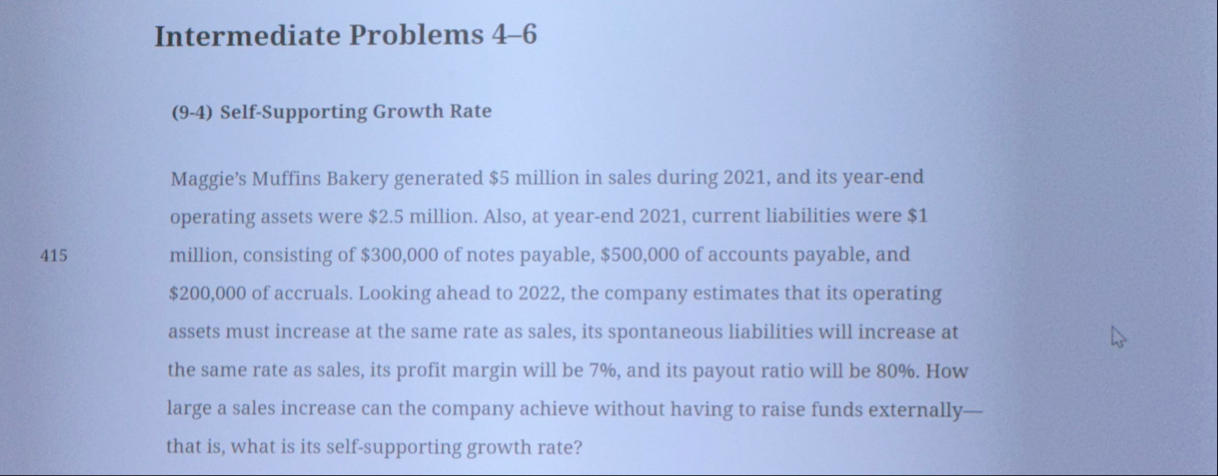 Intermediate Problems 4 - 6 ( 9 - 4 ) Self -